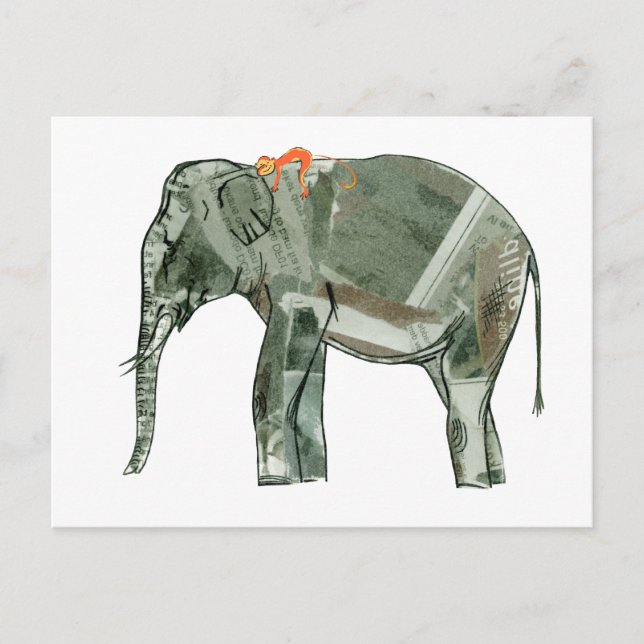 Elefant och apa vykort (Framsida)