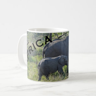 Elefant och baby för afrikaelefantmor kaffemugg