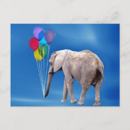 Elefant och ballonger vykort