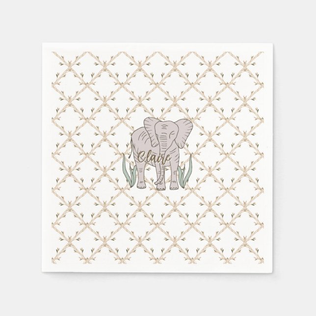 Elefant och bambus pappersservett (Framsidan)