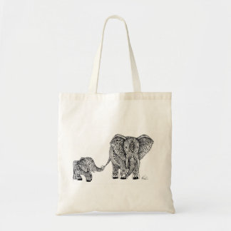Elefant- och bebistoto tygkasse
