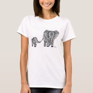 Elefant- och bebisutslagsplats tee shirt