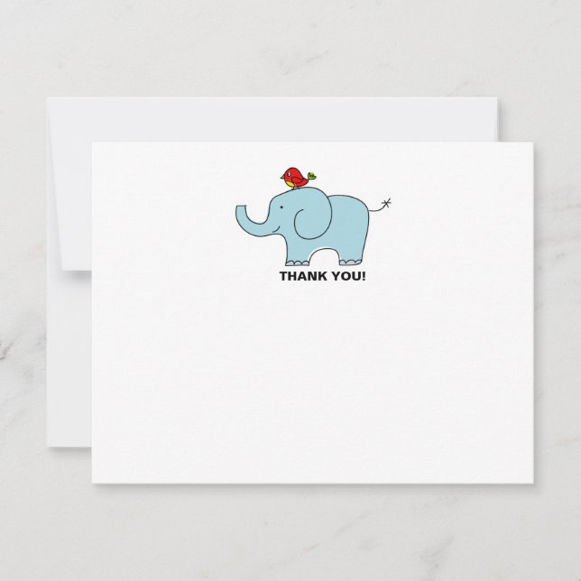 Elefant och Bird Tack Notecards Inbjudningar (Framsida)