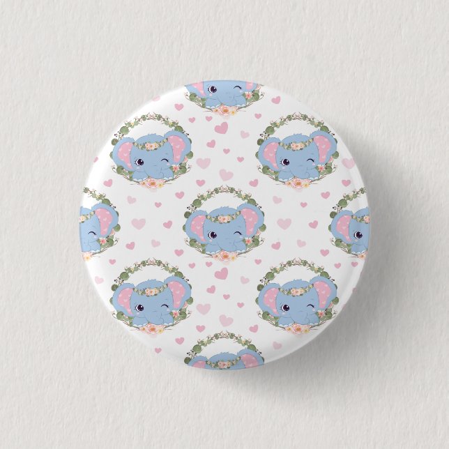 Elefant och blomma knapp (Framsida)