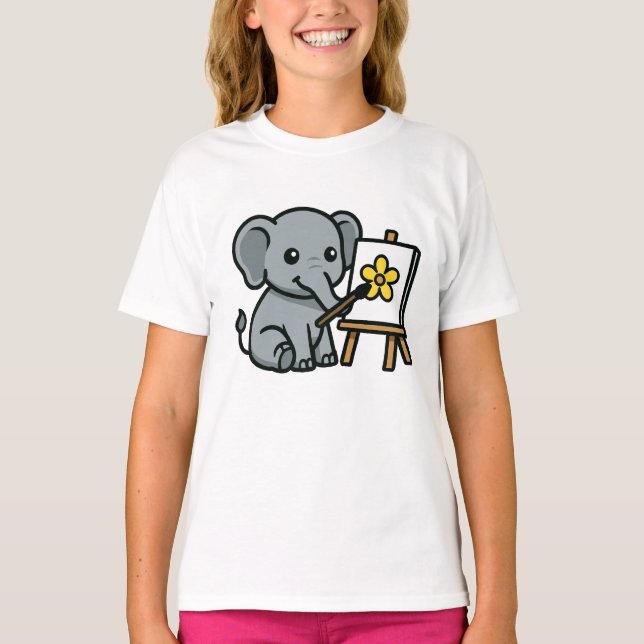 elefant och blomma t shirt (Framsida)