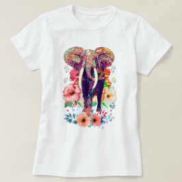 Elefant och blomma T-shirt
