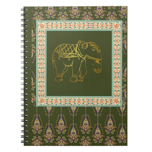 elefant och blommönster anteckningsbok (Framsidan)