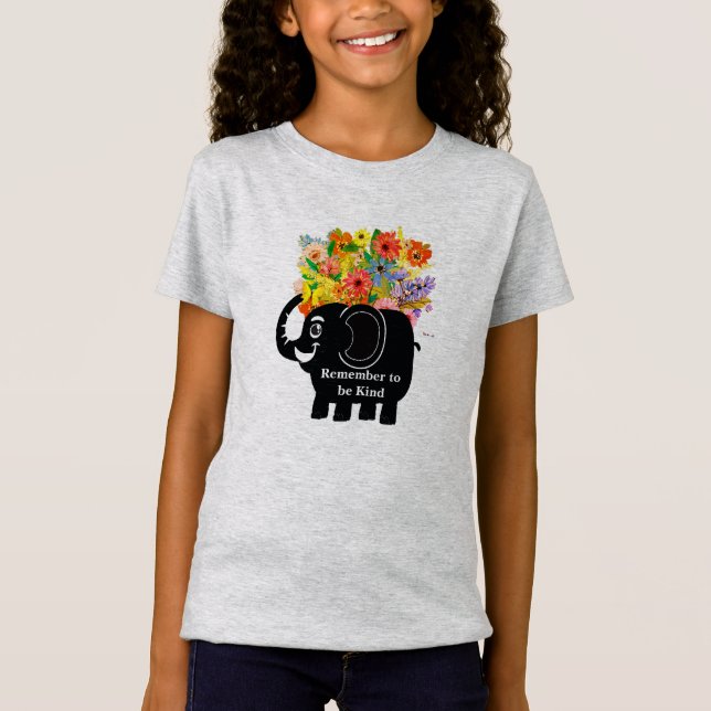 Elefant och blommor T-Shirt (Framsida)