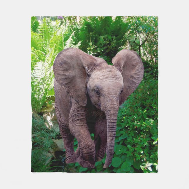 Elefant och djungel fleecefilt (Framsidan)