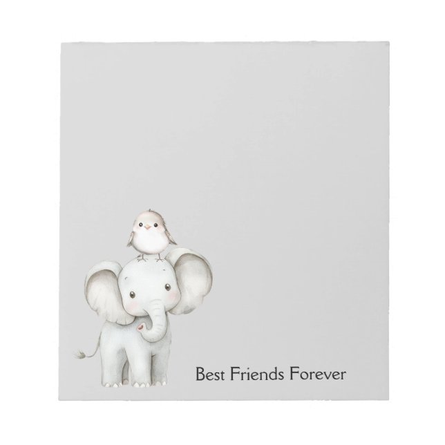 Elefant och fågel bästa vänner anteckningsblock (Framsida)