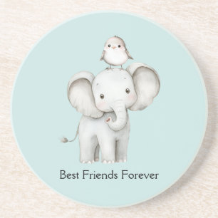 Elefant och fågel bästa vänner mint underlägg