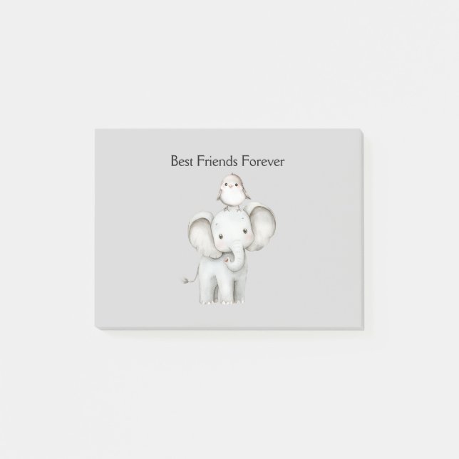 Elefant och fågel bästa vänner post-it block (Framsida)