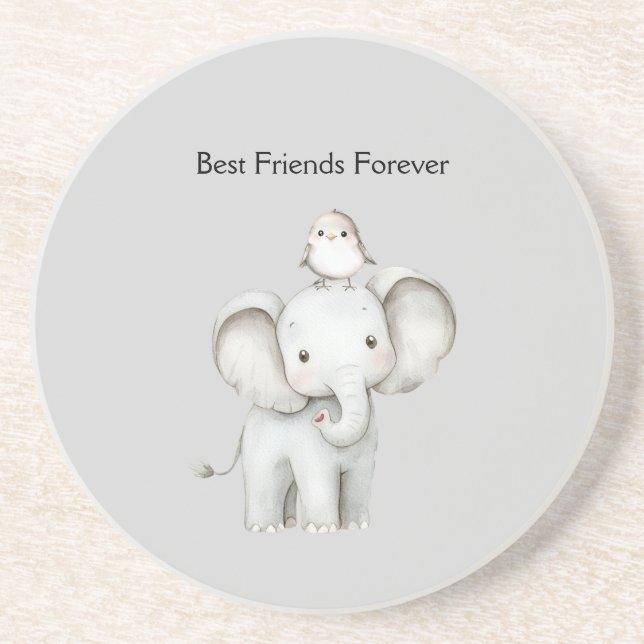 Elefant och fågel bästa vänner underlägg (Framsidan)