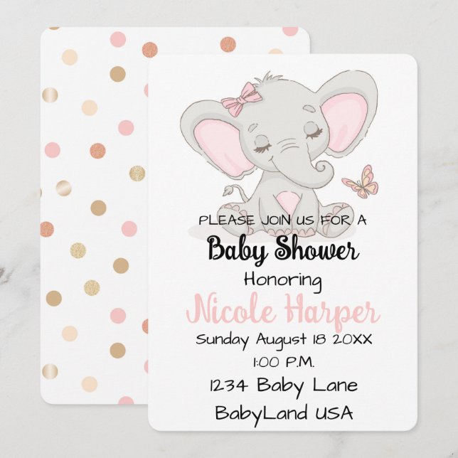 Elefant och fjäril julkort (Fram/baksida)