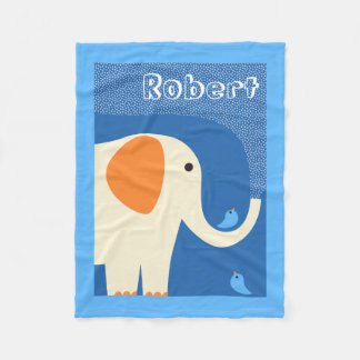 Elefant- och för blåttfågelull filt