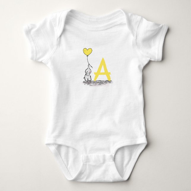 Elefant- och för gulthjärtaballong Monogram T Shirt (Framsida)