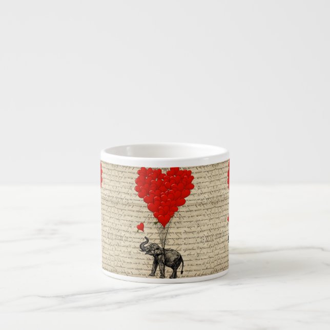 Elefant och hjärtformade ballonger espressomugg (Framsidan)