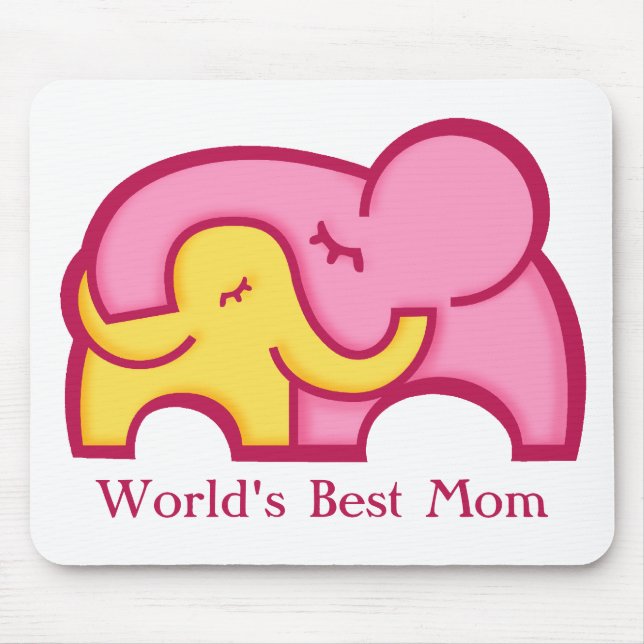 Elefant och kalv världens bästa mamma musmattan musmatta (Framsidan)