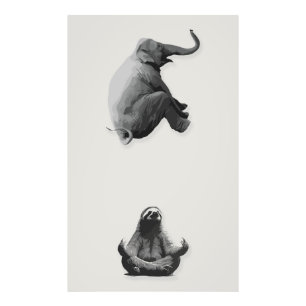 Elefant och mediterande sengångare harmoni fototryck