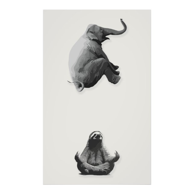 Elefant och mediterande sengångare harmoni fototryck (Framsidan)