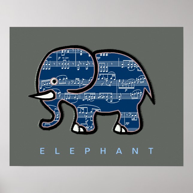 elefant och musik noter poster (Framsidan)