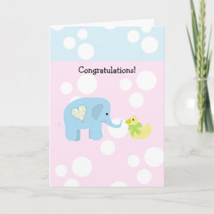 Elefant och prickig baby gratulationer kort