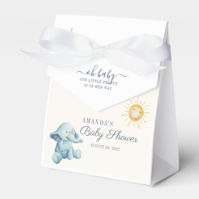 Elefant- och solskensvattenfärg för baby shower-fl presentaskar (Framsidan Sidan)