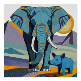 Elefant Och Vårtsvin Glansig Affisch Perfect Poster
