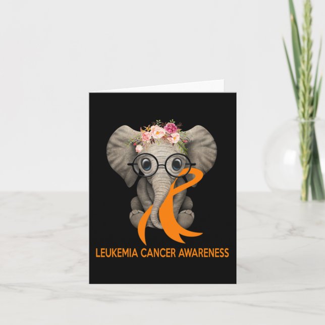 Elefant Orange Ribbon Leukemia Cancer Awareness M Kort (Framsida)