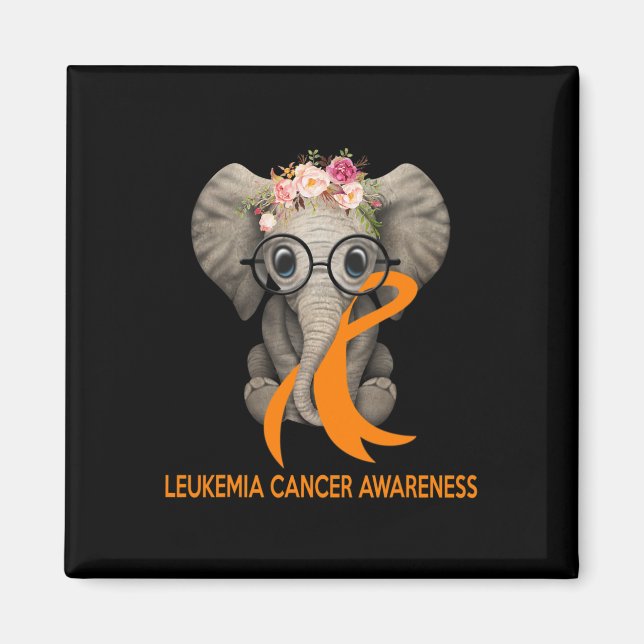 Elefant Orange Ribbon Leukemia Cancer Awareness M Magnet (Framsidan)