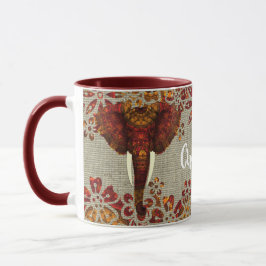 Elefant Ornate Rustic Färger Personlig Mugg