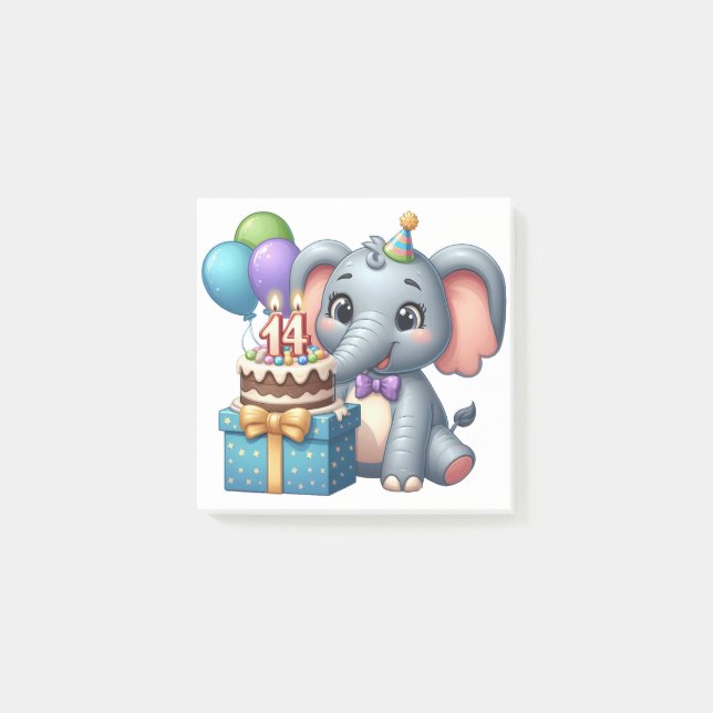 Elefant på 14-årsdag post-it block (Framsida)