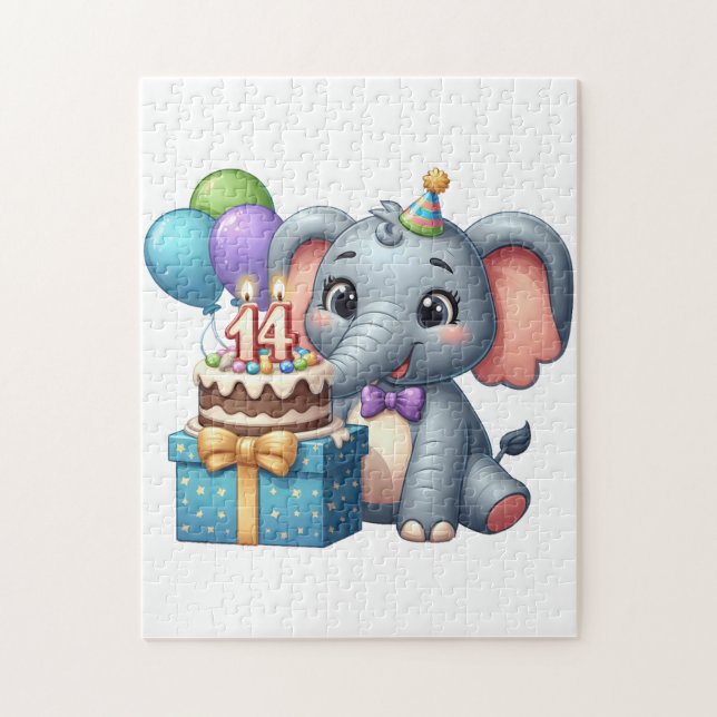 Elefant på 14-årsdag pussel (Vertikal)