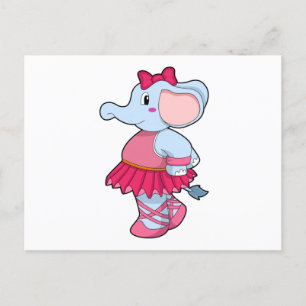 Elefant på balett med kjol vykort