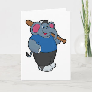 Elefant på baseboll med basebollträ kort