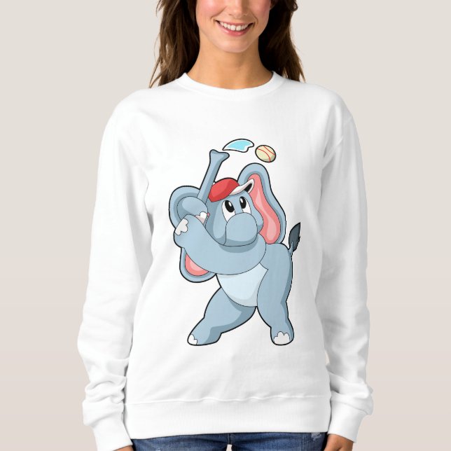 Elefant på baseboll t shirt (Framsida)