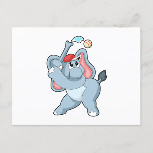Elefant på baseboll vykort
