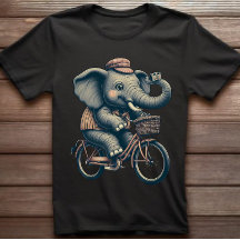 Elefant på Bicycle Retro T-shirt