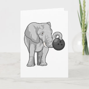 Elefant på Bowling med bowlingklot Kort