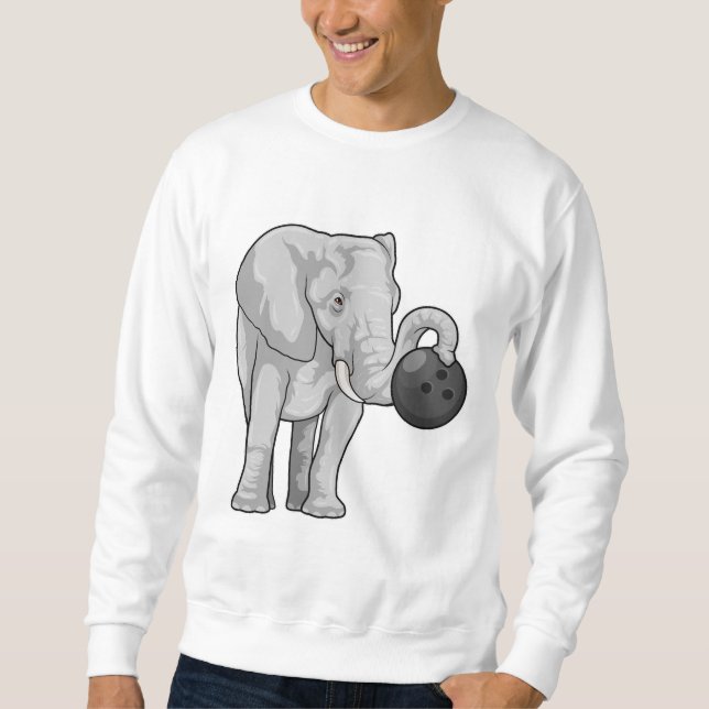 Elefant på Bowling med bowlingklot Lång Ärmad Tröja (Framsida)