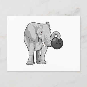 Elefant på Bowling med bowlingklot Vykort
