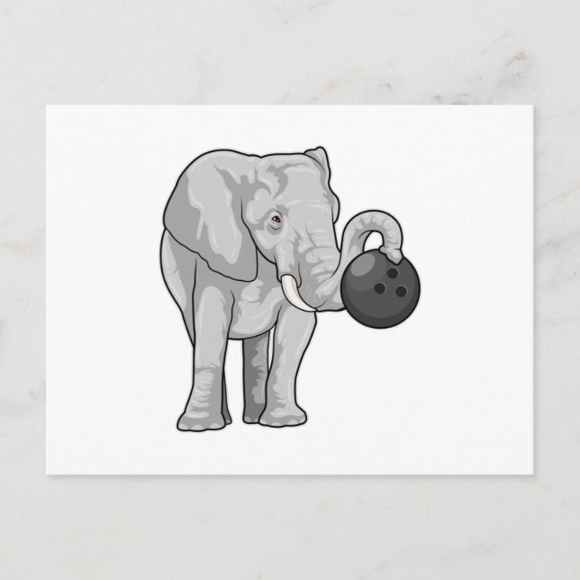Elefant på Bowling med bowlingklot Vykort (Framsida)