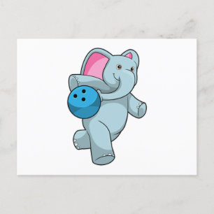 Elefant på Bowling med bowlingklot Vykort
