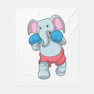 Elefant på Boxing med Boxinghandskar Fleecefilt