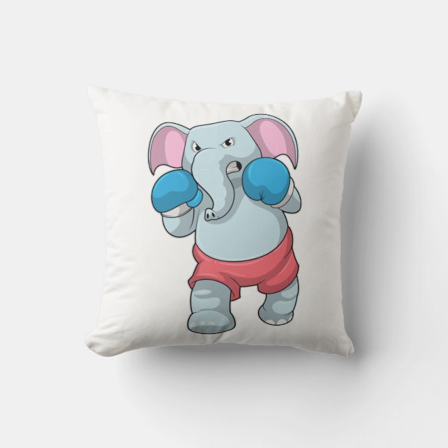 Elefant på Boxing med Boxinghandskar Kudde (Framsida)