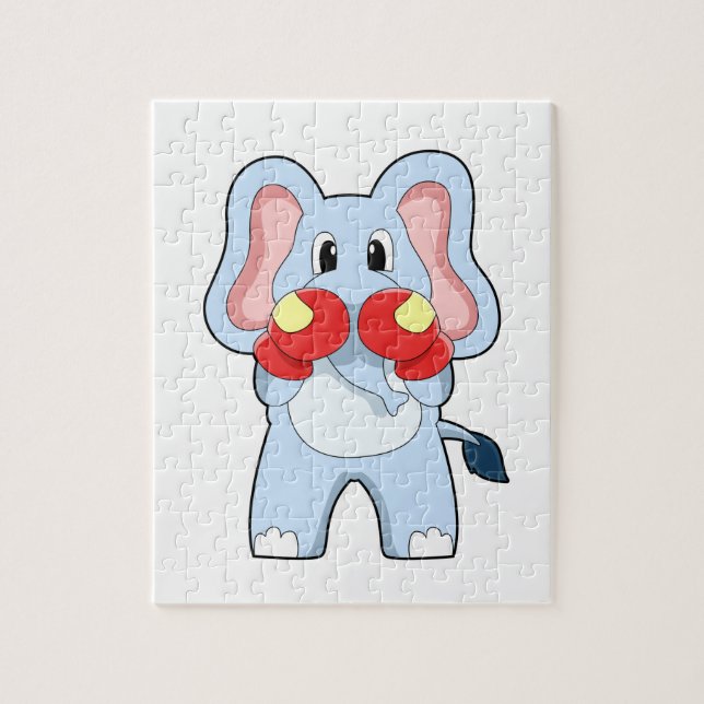 Elefant på Boxing med Boxinghandskar Pussel (Vertikal)