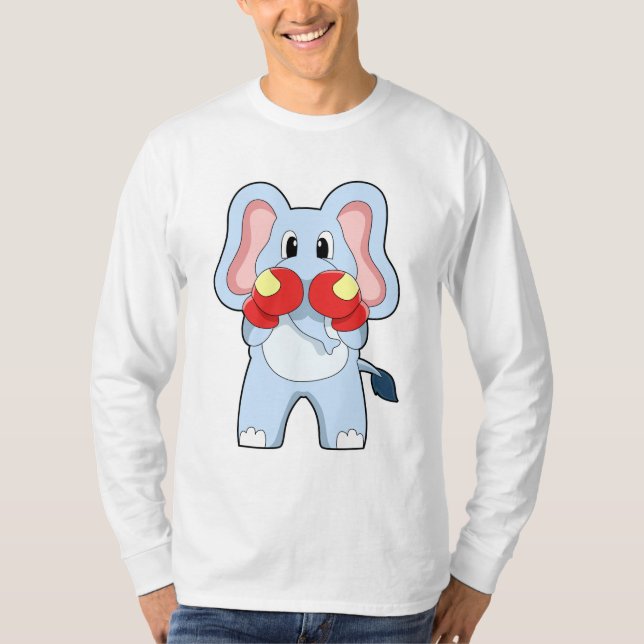 Elefant på Boxing med Boxinghandskar T Shirt (Framsida)