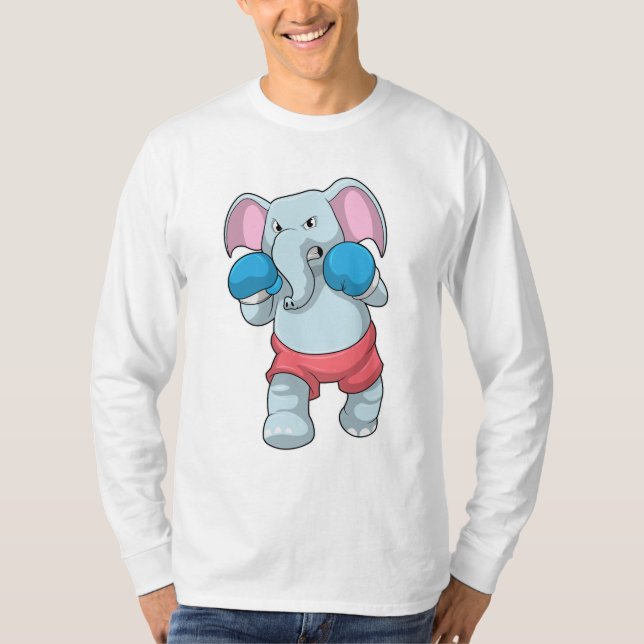 Elefant på Boxing med Boxinghandskar T Shirt (Framsida)