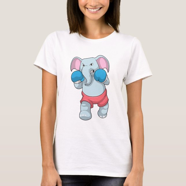 Elefant på Boxing med Boxinghandskar T Shirt (Framsida)