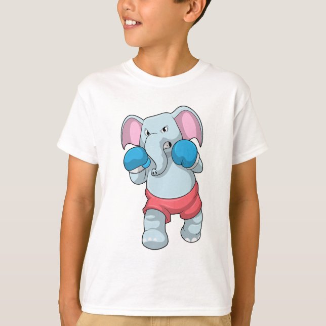 Elefant på Boxing med Boxinghandskar T Shirt (Framsida)